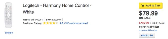 Fotografía - [Offre Alerte] commander votre téléviseur, Nest, Philips Hue, et plus avec ce Logitech Harmony Home Control pour seulement 80 $ (70 $) De Best Buy